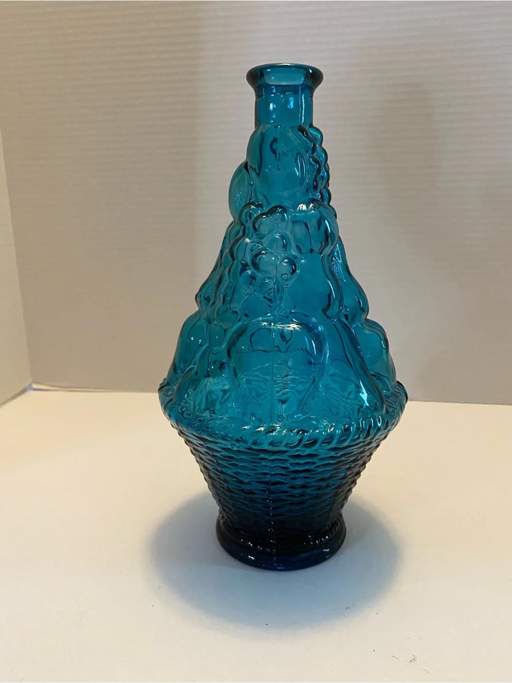 Vintage Blue Glass Fruit Decanter 10